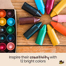 Honeysticks Pure Beeswax Crayons - Non Toxic Crayons Made with Food Grade Ingredients that are Baby and Toddler Safe - For 1 Year Plus - Easy to Use and Hold For Early Grip Development - 12 Pack