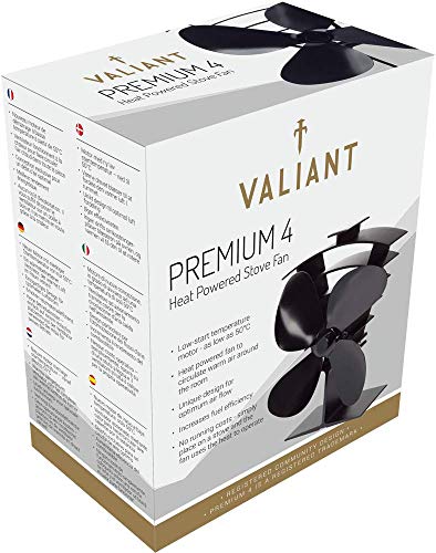 Valiant FIR361 Premium IV Heat Powered Stove Fan, Satin Black