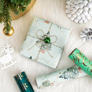 WRAPAHOLIC Christmas Wrapping Paper Roll - Mini Roll - 3 Rolls - 17 Inch X 120 Inch Per Roll - Green Christmas Tree, Snowflake Holiday Collection with Metallic Foil Shine