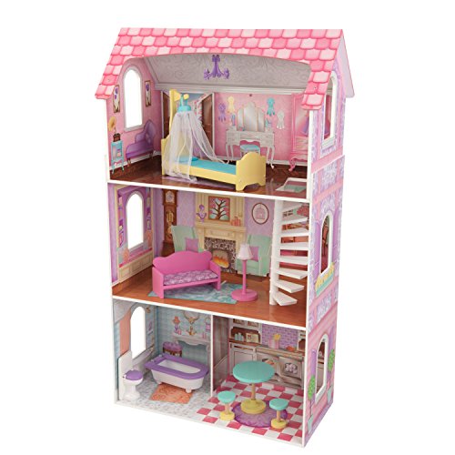 KidKraft Penelope Wooden Dolls House with Furniture and Accessories Included, 3 Storey Play Set for 30 cm/12 Inch Dolls, Kids' Toys, 65179