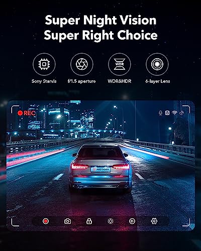 REDTIGER Dash Cam Front Rear Dash Camera 4K/2.5K Full HD Car Dashboard Recorder with 3.18” IPS Screen, Wi-Fi GPS Night Vision Loop Recording 170° Wide Angle WDR, Free 32GB Card
