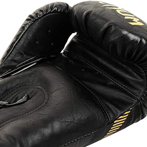 Venum Impact Boxing Gloves-Black/Gold - 16OZ