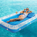 Inflatable Tanning Pool Lounger Float - Jasonwell 4 in 1 Sun Tan Tub Sunbathing Pool Lounge Raft Floatie Toys Water Filled Tanning Bed Mat Pad for Adult Blow Up Kiddie Pool Kids Ball Pit Pool (L)