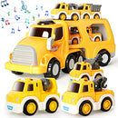 Toddel Toys Car for Boys Die-cast Construction Toys Car Carrier Vehicle Toy Set Kids Toys Truck for Engineering Transporter Truck Mini Excavator/Crane/Mixer Trucks/Dumper/Hook car Drillcarriage