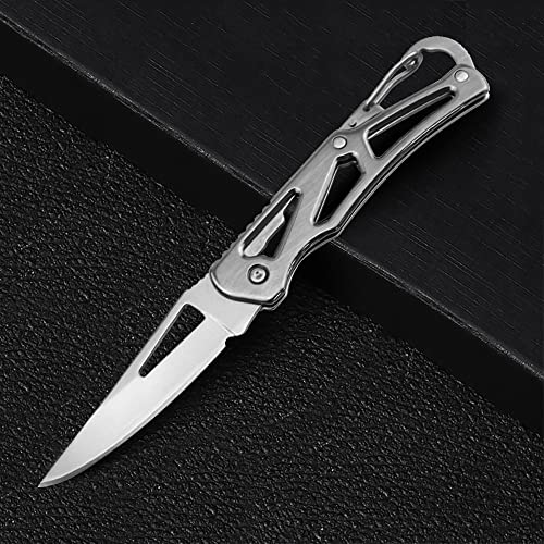 Lightweight Folding Pocket Knife with 2.36 inch Stainless Steel Blade & Handle - Built-in Carabiner, Tactical Knife - Versatile Tool for Camping, Climbing, Fishing, and Survival