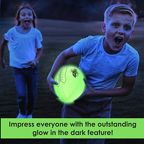 ALKOMI Glow in The Dark Football, Light Up Football, Led Football, Holographic Football, Glow in Dark Football Youth Size 6, Sports Gifts for Boys