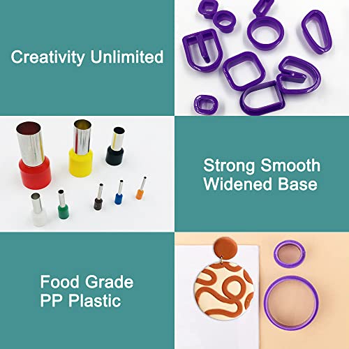 Polymer Clay Cutters, SENHAI 18 Pcs Clay Earring Cutters Different Shape Plastic with Earring Cards, Hooks, Round Circle Shape Cutters Mold for Polymer Clay Jewelry Making