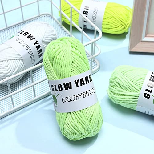 5 Rolls Glow in The Dark Yarn 58 Yard Luminous Yarn for Crocheting Soft Glow Crochet Yarn 5 Colors Glow Yarn Knitting Creative Luminous Knitting Yarn Fluorescent Yarn for DIY Arts Crafts Party