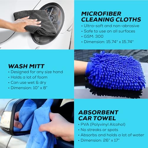 Carmodex Car Wash Cleaning Kit, Manual Foam Sprayer, Premium Brushes, Professional Interior/Exterior Car Detailing Kit – Car Care Gift Tool Set for Women and Men, 25pcs Car Detailing Kit for Vehicles