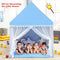 BABY JOY Kids Play Tent, Children Play House w/Solid Wood Frame & Cotton Mat, Indoor Princess/Prince Castle Playhouse for Children Boys & Girls Gift, 105x120x140cm (Blue)