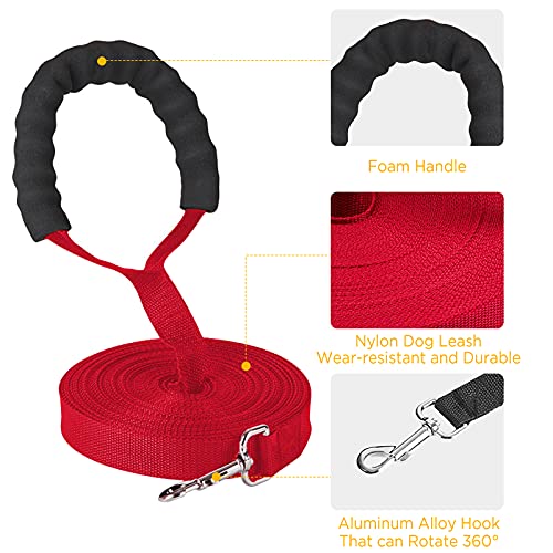 WD&CD Long Lead-Training Leash for Pets, 10 Meters Training Leads for Dogs/Puppy Training,Play,Camping,Extra Long Dog Leash - Red