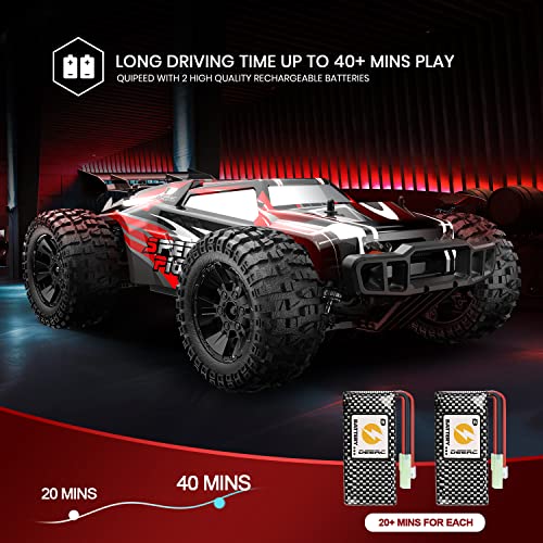 DEERC 9206E Remote Control Car 1:10 Scale Large RC Cars 48+ kmh High Speed for Adults Boys Kid,Extra Shell 4WD 2.4GHz Off Road Monster RC Truck,All Terrain Crawler Gift with 2 Battery for 40+ Min Play