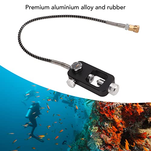 DIN Valve Scuba Adapter, Aluminum Alloy Scuba Tank Refill Adapter with Gauge and Hose Paintball Scuba Fill Station Paintball Tank Refill Adapter Accessory for Oxygen Cylinder Diving Equipment