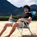 SunnyFeel Folding Beach Chair 5-Postion Adjustable Reclining High Back Head Rest Aluminum Portable Lounge Chairs for Adults Outdoor (Ocean Wave)