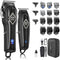 GLAKER Professional Hair Clippers and T-Blade Trimmer, Cordless Mens Hair Clippers for Women Kids, Barber Clippers Rechargeable Fading Clippers with 15PCS Guards