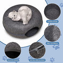 iDopick Cat Tunnel Bed,Detachable Felt Tunnel Cat Nest, Four Seasons Available Round Cat Condo and Cat Cave with Peek Hole, Semi-Closed Washable Interior Cat Play Tunnel for Dogs Cats