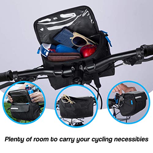 OBOVA Bike Handlebar Bag 4L, Waterproof & Phone Holder, 4-Layer Bike Pouch for Handlebars, Bicycle Front Bag, Bicycle Bag Front Handlebar, Road, Mountain