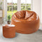 MARLOW Bean Bag Chairs Cover, Large Lazy Sofa Cover, Home Game Lounger with Foot Stool (Brown, 100 x 65cm)