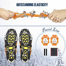 Crampons Ice Cleats Traction Snow Grips for Boots Shoes Women Men Kids Anti Slip 19 Spikes Stainless Steel Microspikes for Hiking Fishing Walking Climbing Mountaineering (M/L/XL) (Orange, XL)