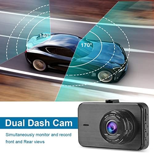 Dash Cam Front and Rear with Card FHD 1080P 3”IPS Screen Dual Camera Dash Cams DVR Car Driving Recorder 170°Wide Angle HDR Dashboard Camera Night Vision Parking Mode Motion Detection Loop Recording