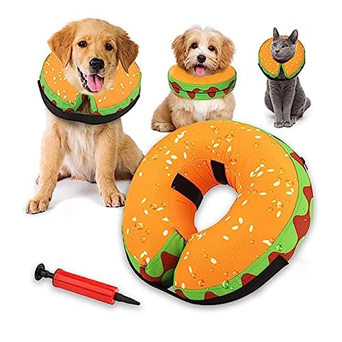 NACOCO Pet Recovery Collar, Inflatable Collar for Dogs & Cats, Protective Inflatable Recovery Cone Collar for After Surgery, Soft Cute E-Collar for Dogs, Adjustable Waterproof Pet Recovery Cone