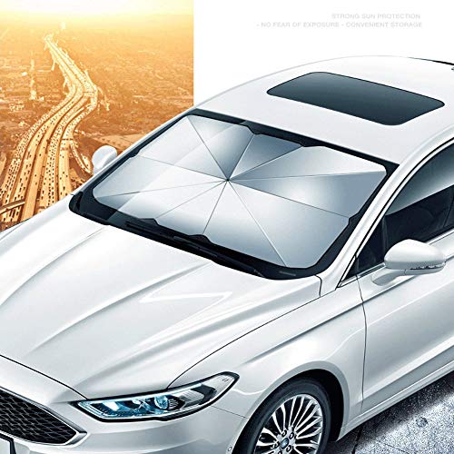 Car Shade Front Windshield Foldable Umbrella, UV Sun and Heat Insulation Protection, Free Installation Sunscreen Visor Block Fits SUV MPV Trucks and Most Vehicle Models (140x79cm)