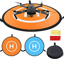MMOBIEL Universal Drone Landing Pad Waterproof Helipad 75 cm / 30 inch Double Sided Orange / Blue for RC Drones Helicopter DJI Mavic Mini 2 / Zoom / Air Fly 2 / Phantom / FPV / Inspire Incl. Reflective Tape and Pins