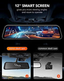 WOLFBOX G840S 12" 4K Mirror Dash Cam Backup Camera, 2160P Full HD Smart Rearview Mirror for Cars & Trucks, Front and Rear View Dual Cameras, Night Vision, Parking Assistance, Free 32GB Card & GPS