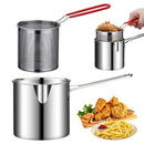 Deep Fryer Pot with basket,2Pcs/Set Mini Deep Oil Fryer,1200ml Handled Stainless Steel Chip Pan Uncoated Mirror Polished Brushed Frying Pots for French Fries Fish Chicken Wings
