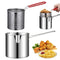 Deep Fryer Pot with basket,2Pcs/Set Mini Deep Oil Fryer,1200ml Handled Stainless Steel Chip Pan Uncoated Mirror Polished Brushed Frying Pots for French Fries Fish Chicken Wings