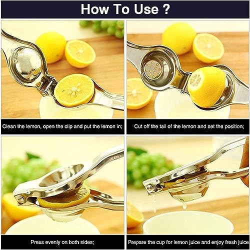 Lemon Squeezer - Stainless Steel Lime Juicers Anti-Rust and Durable, Easy to Extract All Lemon/Citrus Juice, Suitable for Home, Bar, Etc