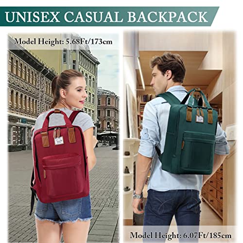 Backpack for Women and Men,VASCHY Lightweight School Backpack Water Resistant Bookbag fits 15.6 Inch Laptop Casual Daypack for Teen Girls/Teacher/Business/Travel Green