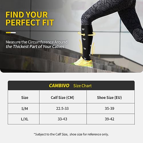 Cambivo 3 Pairs Compression Socks(20-30 mmHg) for Women and Men, Stocking for Swelling, Running, Flight, Travel, Pregnancy, Nurses, Medical, Circulation and Recovery - (S/M, Black Yellow Yellow)