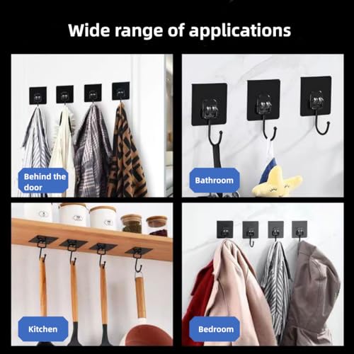 XFJSAK 20pcs Adhesive Hooks,Hanging Heavy Duty Wall Hooks,Self Adhesive Towel Hooks Waterproof Key Hooks,Bathroom Shower Kitchen Key Portal Outdoor Home Improvement Practical Hooks,Black