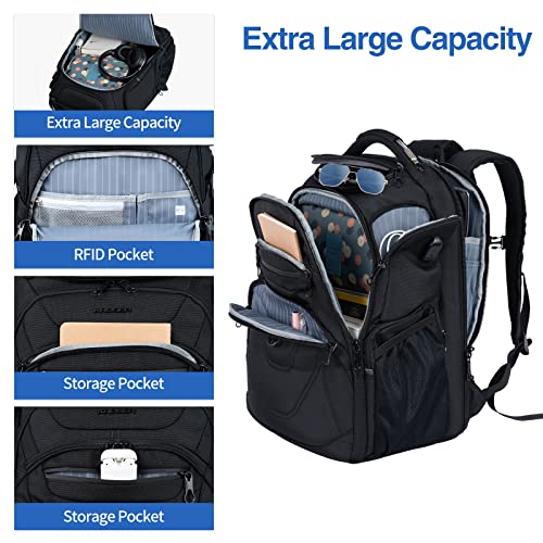 KROSER TSA Friendly Travel Laptop Backpack 17.3 Inch, Black Grey, 18.4 inch, Daypack Backpacks
