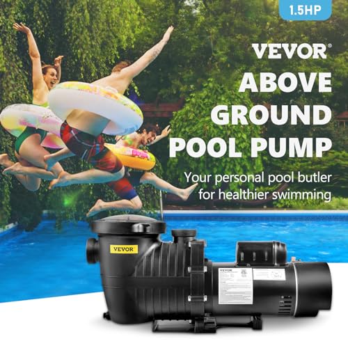 VEVOR 230V 1.5HP Pool Pump, Dual Speed Pool Pump 5400GPH, 1100W Powerful Self Primming, Pool Pump In/Aboveground with Strainer Filter Basket, 2 Pipe Fittings, Energy Saving