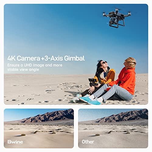 Bwine F7GB2 Drones with Camera for Adults 4K with FAA Completed, 9800FT Transmission Range, 3-Axis Gimbal, 2 Batteries 50 Min Flight Time, GPS Auto Return, Follow Me, Waypoints,Level 6 Wind Resistance