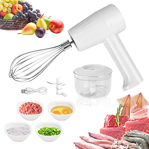 【2in1】Hand Mixer,Food Choppers,Electric Whisk Handheld,Electric Beater,Portable Electric Whisk,Cordless Hand Whisk,Electric Mixers,Electric Garlic Chopper,Handheld Food Processors,Mini Rechargeable Mixer For Cooking,Electric Chopper,Cake Mixer