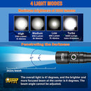 ORCATORCH D710 Scuba Diving Light, 3000 Lumens Super Bright Underwater Flashlight with 6 Degrees Narrow Beam, IP68 Waterproof Night Dive Torch 150 Meters Submersible Light