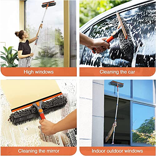 Lomida Extendable Window Squeegee with Spray, 3 in 1 Window Squeegee Cleaner, 76'' Window Cleaning Equipment Kit for Indoor/Outdoor High Window(2 Pad)