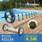 ALFORDSON Pool Cover Roller 4.5m Adjustable Swimming Solar Blanket Reel with Attachment Straps/Clips/Hand Crank/Wheels, Heavy Duty Aluminium in Blue and Silver
