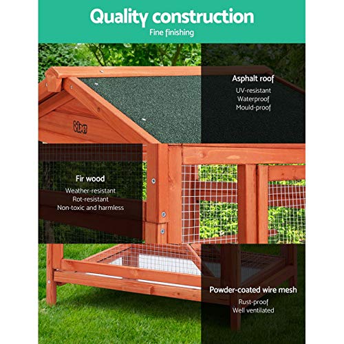 i.Pet Bird Cage Wooden Large Pet Cages, Aviary Hutch Budgie Parrot Stand Toy Perch Enclosure, Outdoor Metal Door Roof Indoor Weatherproof Canary Cockatoo