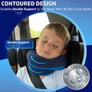 BCOZZY Kids Chin Supporting Travel Pillow for 8-12 Y/O- Stops the Head from Falling Forward- Comfortable Road Trip Essential. Soft, Washable, Medium Size, Navy