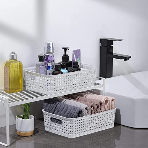 [12 Pack] Sulishang Plastic Storage Baskets, Small Pantry Organization, Office Storage Bins, Useful Household Organizers for Bathroom, Bedroom, Kitchen, Cabinet, Countertop, Under Sink or On Shelf