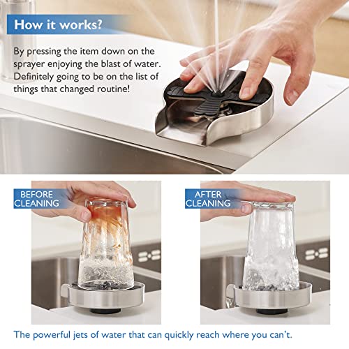 Decaura Metal Glass Rinser Automatic Bottle Cleaner Coffee Cup Washer for Kitchen Sink(Brushed Nickel)