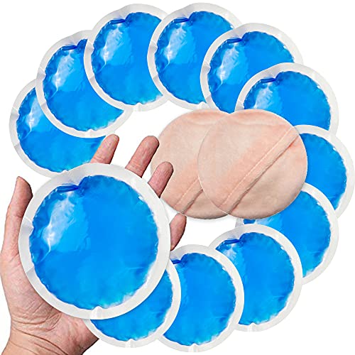 Round Reusable Gel Ice Pack 12 Packs with Cloth Backing, Small Flexible Hot Cold Pack for Kids Injuries, Wisdom Teeth, Breastfeeding, Reduce Sinus Pain, Swelling or Soreness, Cold Compress for Fever