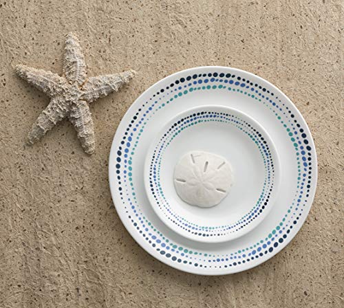 Corelle Ocean Blues Dinnerware Set, 18 piece, 6 x 26cm Dinner Plate, 6 x 17cm Bread & Butter Plate, 4 x 532mL Soup/Cereal Bowl