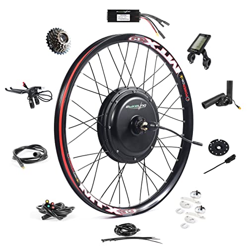 EBIKELING Waterproof Ebike Conversion Kit for Electric Bike 26" Front or Rear Wheel Electric Bicycle Hub Motor Kit, 1200W, Rear/LCD/Thumb