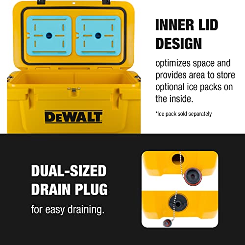 DEWALT 45 Qt Roto Molded Cooler, Heavy Duty Ice Chest for Camping, Sports & Outdoor Activities