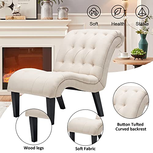 HAOBO HOME Accent Chair Button Tufted Slipper Chair Armless Side Chair for Living Room Bedroom Funiture